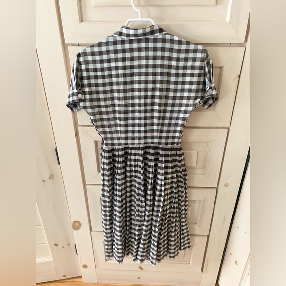 Vintage handmade brown gingham dress. - Picture 2 of 9